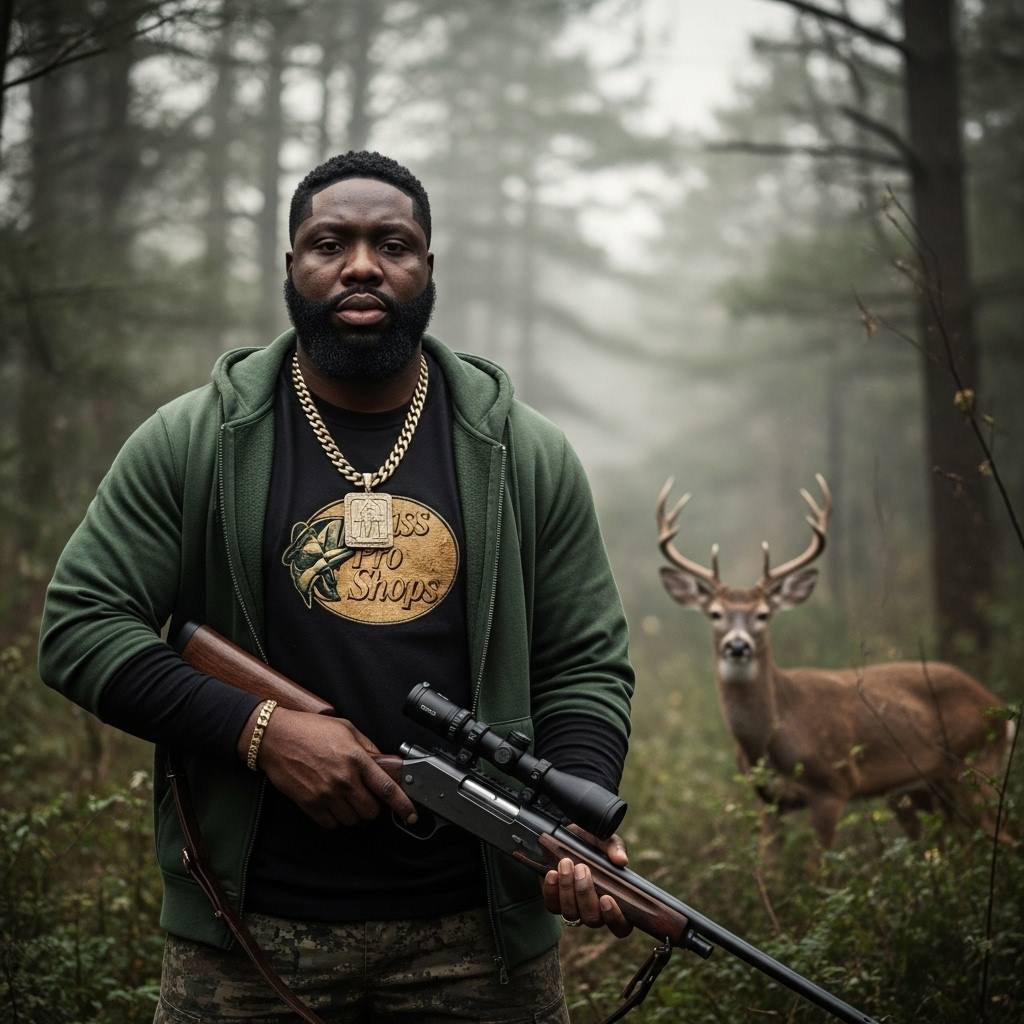 A man in a forest (use the face from the reference image) ho