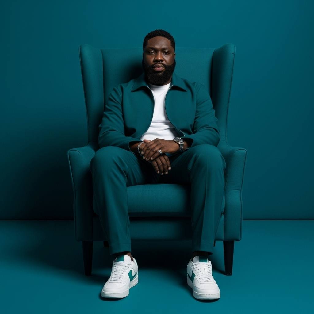 Convert this image so that the man is sitting in the center