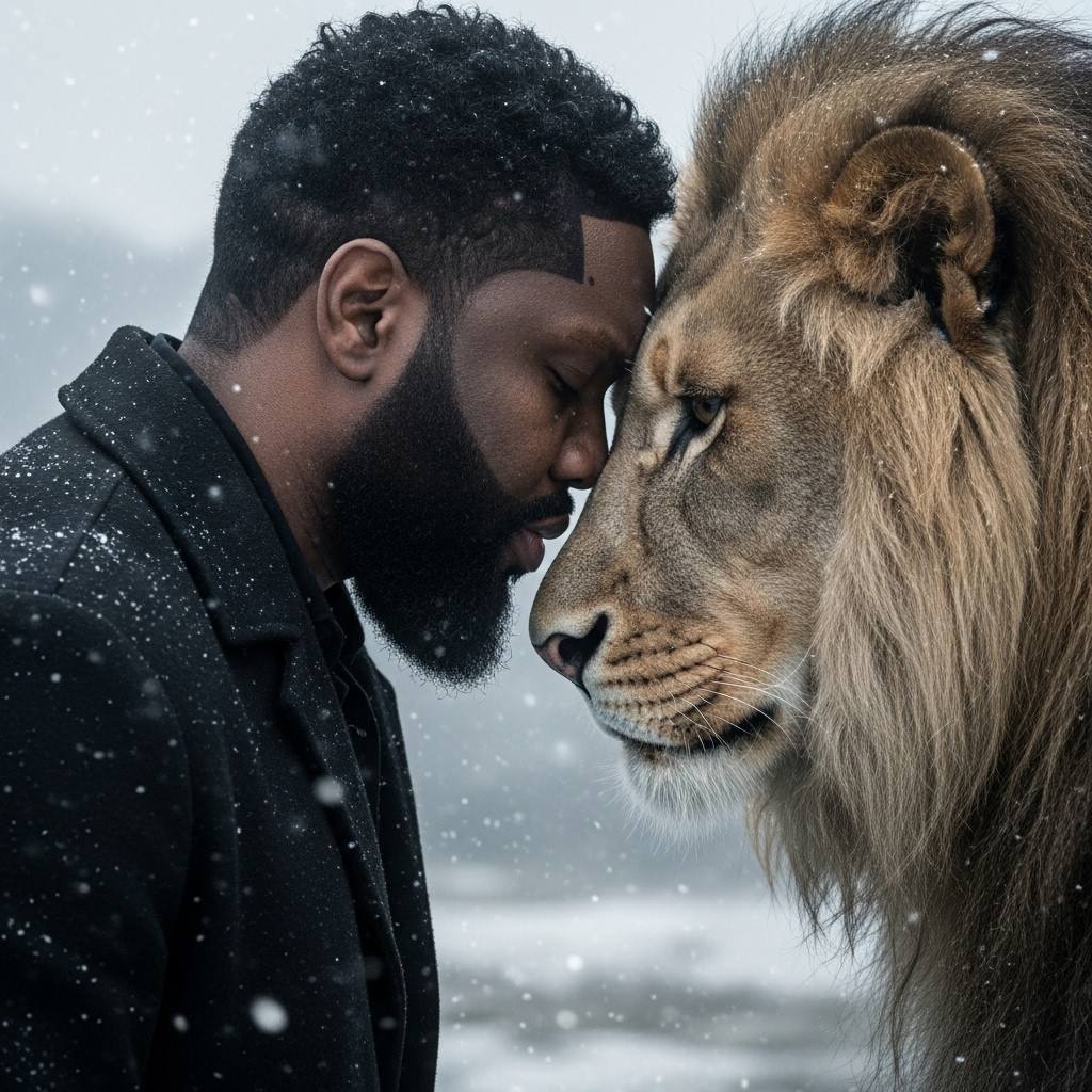 Create a realistic and emotional scene showing a man (use th