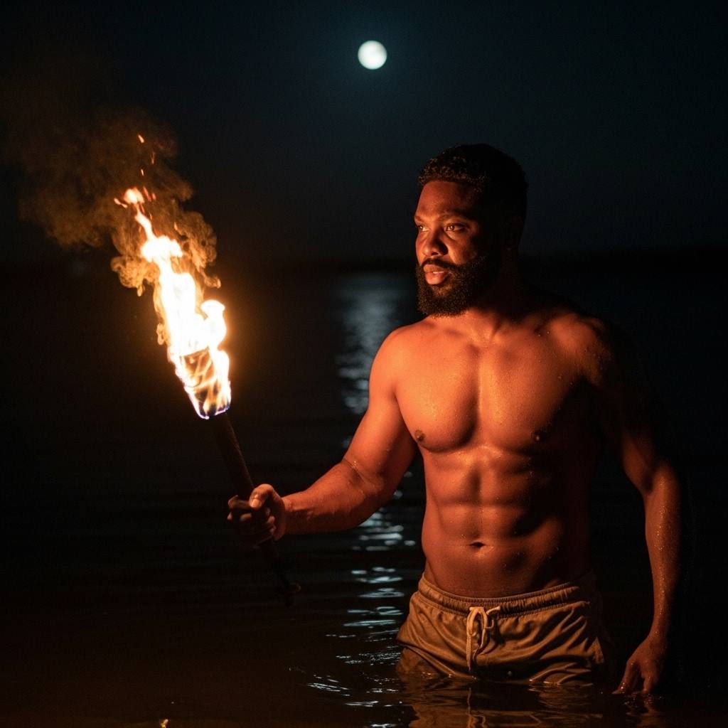 Um homem musculoso, atlético e com musculos definidos e volu