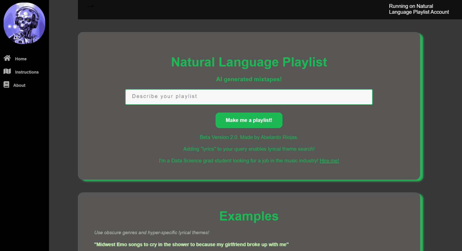 Natural Language Playlist